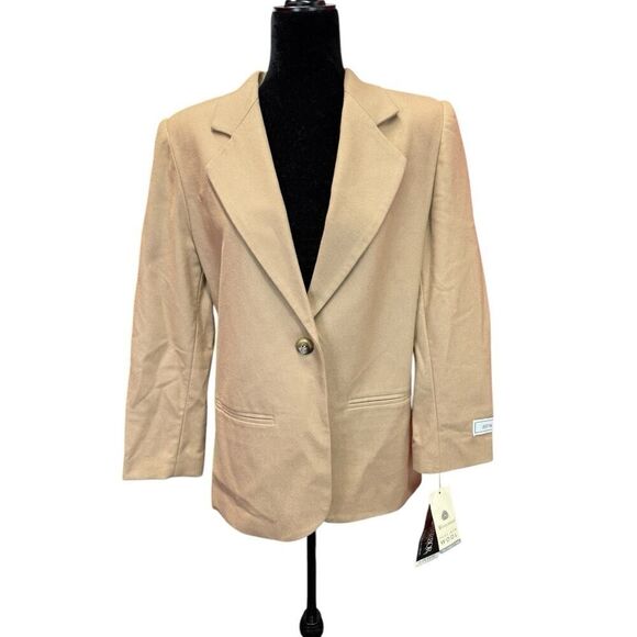 SAG Harbor 100% Wool Camel Blazer Jacket Size 8 Petite NWT Vintage Look - Picture 3 of 16